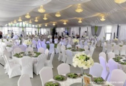 Tent Hall for Event Center with Decoration Lining Curtain and Tables
