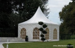 Weather resistant pagoda tent for hajj and Ramadan with PVC fabric